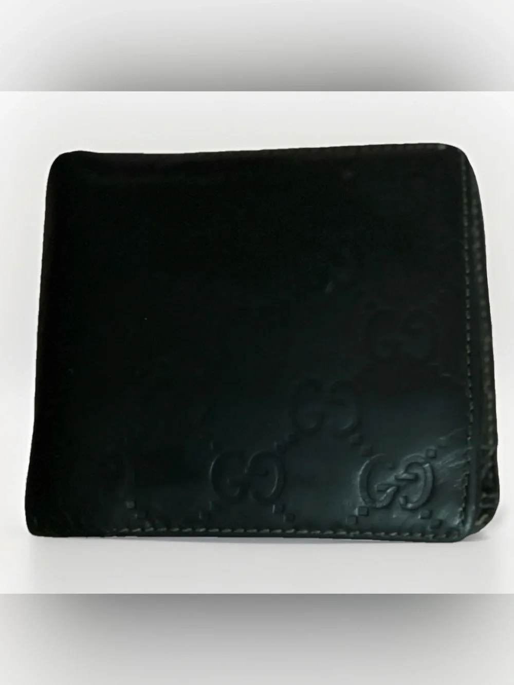 Gucci Black Embossed Leather Money Clip Wallet